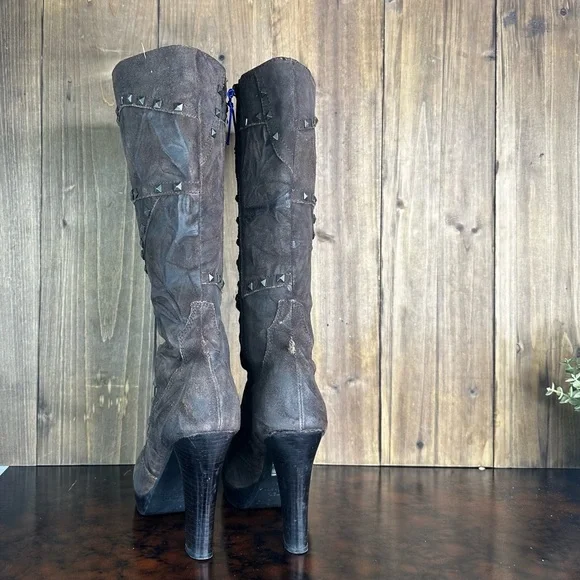 Siren By Mark Nason Sugarhill Festival Boots Leather High Dark Brown 8.5 - Picture 5 of 15